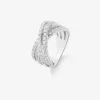 Anillo multibrazo cruzado de oro blanco de 18K con 52 diamantes en talla brillante con un total de 1,12 cts