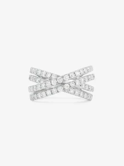 Anillo multibrazo cruzado de oro blanco de 18K con 52 diamantes en talla brillante con un total de 1,12 cts