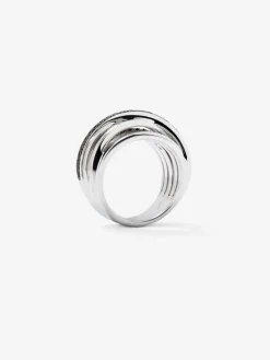 Anillo multibrazo cruzado de plata 925 con 36 espinelas negras en talla brillante