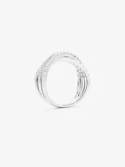 Anillo multibrazo cruzado de oro blanco de 18K con 52 diamantes en talla brillante con un total de 1,12 cts
