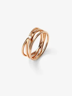 Anillo multibrazo de oro rosa de 18K con diamante blanco en talla brillante