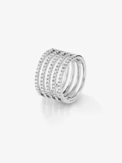 Anillo multibrazo de oro blanco de 18K con 80 diamantes en talla brillante con un total de 0,8 cts