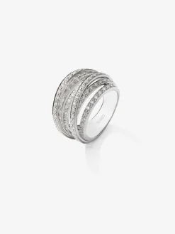 Anillo multibrazo de oro blanco de 18K con 101 diamantes en talla brillante con un total de 1,2 cts