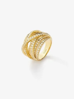 Anillo multibrazo de oro amarillo de 18K con 185 diamantes en talla brillante con un total de 2,62 cts