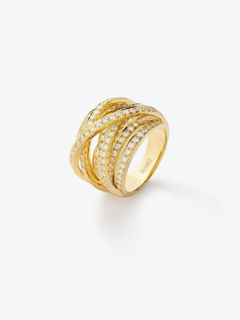Anillo multibrazo de oro amarillo de 18K con 185 diamantes en talla brillante con un total de 2,62 cts