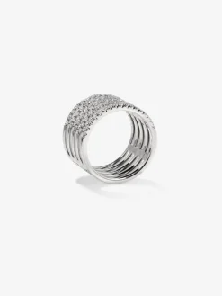 Anillo multibrazo de oro blanco de 18K con 80 diamantes en talla brillante con un total de 0,8 cts