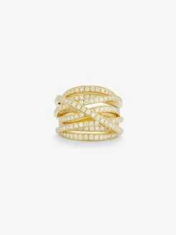Anillo multibrazo de oro amarillo de 18K con 185 diamantes en talla brillante con un total de 2,62 cts