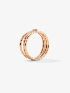 Anillo multibrazo de oro rosa de 18K con diamante blanco en talla brillante