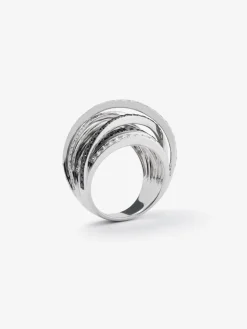 Anillo multibrazo de oro blanco de 18K con 111 diamantes blancos en talla brillante con un total de 2,67 cts y 74 diamantes negros en talla brillante con un total de 1,15 cts