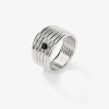 Anillo multibrazo de plata 925 con espinela negra en talla brillante