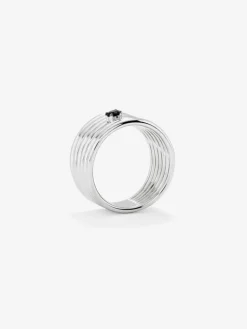 Anillo multibrazo de plata 925 con espinela negra en talla brillante