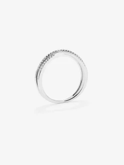 Anillo soble de oro blanco de 18K de diamantes