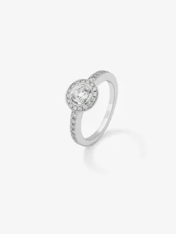 Anillo solitario de compromiso de oro blanco de 18kt con diamante central de 0,40cts