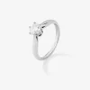 Anillo solitario de compromiso de oro blanco de 18K con diamante central de 0,5 quilates
