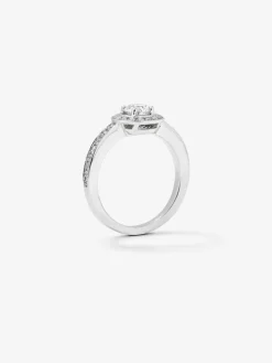 Anillo solitario de compromiso de oro blanco de 18kt con diamante central de 0,40cts