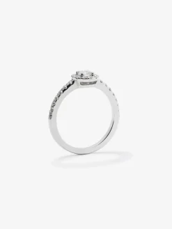 Anillo solitario de compromiso de oro blanco de 18K con diamantes