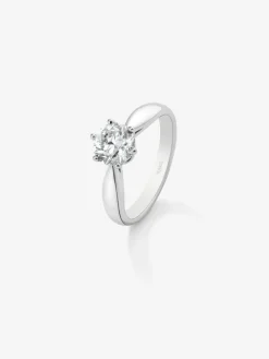 Anillo solitario de oro blanco de 18K con diamante en talla brillante de 1,5 cts
