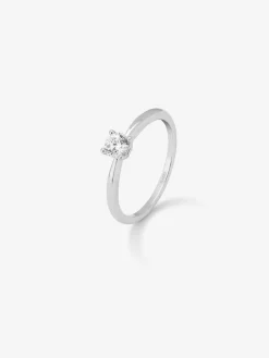 Anillo solitario de oro blanco de 18K con diamante en talla brillante de 0,09 cts