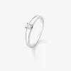 Anillo solitario de oro blanco de 18K con diamante en talla brillante de 0,15 cts