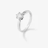 Anillo solitario de oro blanco de 18K con diamante en talla brillante de 0,4 cts