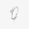 Anillo solitario de oro blanco de 18K con diamantes en talla brillante de 0,3 cts