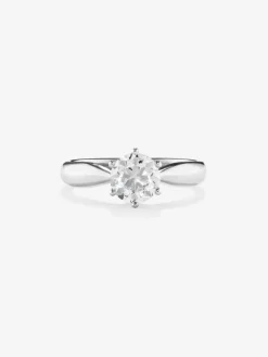 Anillo solitario de oro blanco de 18K con diamante en talla brillante de 1,5 cts