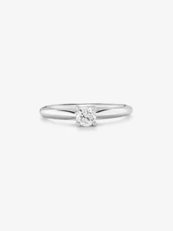 Anillo solitario de oro blanco de 18K con diamante en talla brillante de 0,2 cts