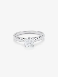 Anillo solitario de oro blanco de 18K con diamante en talla brillante de 1 cts