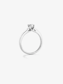 Anillo solitario de oro blanco de 18K con diamante blanco en talla brillante de 0,4 cts