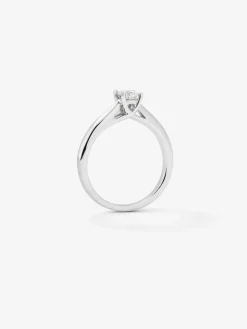 Anillo solitario de oro blanco de 18K con diamante en talla brillante de 0,15 cts