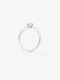 Anillo solitario de oro blanco de 18K con diamante en talla brillante de 0,1 cts