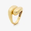 Anillo tú y yo de oro amarillo de 18K con diamante en talla brillante de 0,02 cts