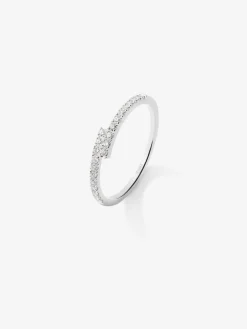 Anillo tú y yo de oro blanco 18K con 22 diamantes en talla brillante con un total de 0,18 cts
