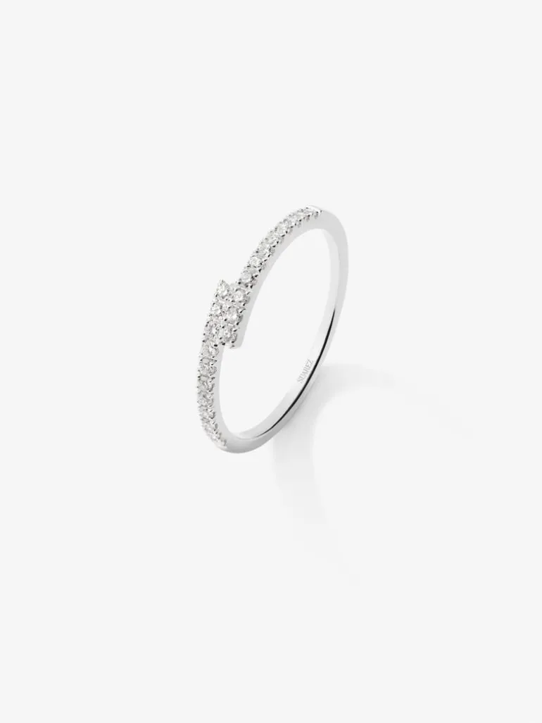 Anillo tú y yo de oro blanco 18K con 22 diamantes en talla brillante con un total de 0,18 cts