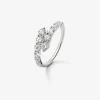 Anillo tú y yo de oro blanco de 18K con diamantes blancos en talla brillante de 1,15 cts