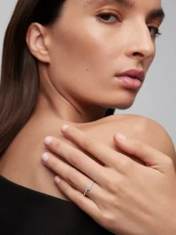 Anillo tú y yo de oro blanco de 18K con 10 diamantes en talla brillante con un total de 0,2 cts