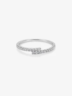 Anillo tú y yo de oro blanco 18K con 22 diamantes en talla brillante con un total de 0,18 cts