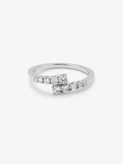 Anillo tú y yo de oro blanco de 18K con 10 diamantes en talla brillante con un total de 0,4 cts