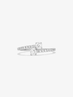 Anillo Tú y Yo de oro blanco de 18K con 20 diamantes en talla brillante con un total de 0,49 cts