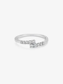Anillo tú y yo de oro blanco de 18K con 10 diamantes en talla brillante con un total de 0,2 cts