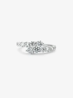 Anillo tú y yo de oro blanco de 18K con diamantes blancos en talla brillante de 1,15 cts