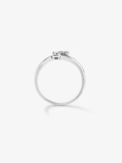 Anillo tú y yo de oro blanco de 18K con 2 diamantes en talla brillante con un total de 0,19 cts