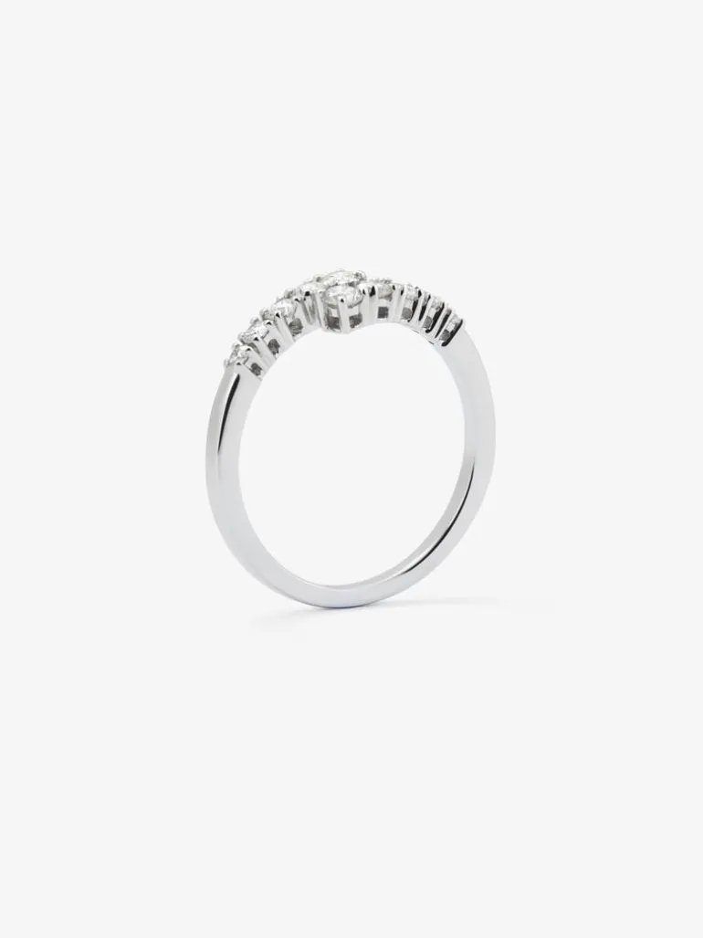 Anillo tú y yo de oro blanco de 18K con 10 diamantes en talla brillante con un total de 0,4 cts