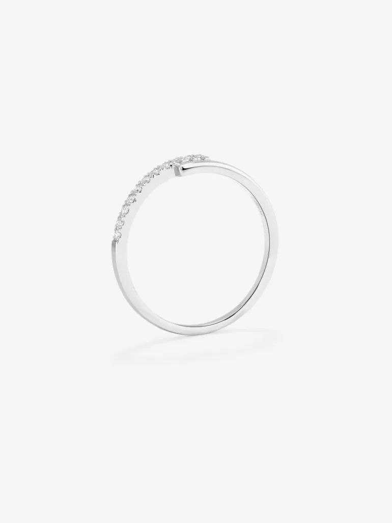 Anillo tú y yo de oro blanco de 18K con 11 diamantes en talla brillante con un total de 0,1 cts