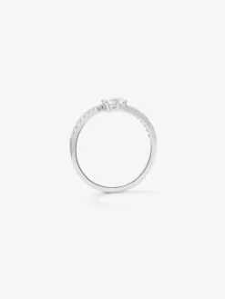 Anillo Tú y Yo de oro blanco de 18K con 20 diamantes en talla brillante con un total de 0,49 cts