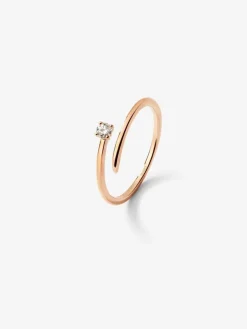 Anillo tú y yo de oro rosa de 18K con diamante blanco en talla brillante