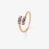Anillo tú y yo de oro rosa de 18K con 6 zafiros multicolor con un total de 0,49 cts