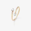 Anillo tú y yo de oro rosa de 18K con 2 diamantes en talla brillante con un total de 0,26 cts