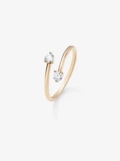 Anillo tú y yo de oro rosa de 18K con 2 diamantes en talla brillante con un total de 0,26 cts