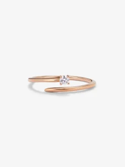 Anillo tú y yo de oro rosa de 18K con diamante blanco en talla brillante
